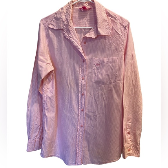 Victoria Secret’s Vintage Night Sleep Oversized Shirt Pink and White Size M - Picture 2 of 9